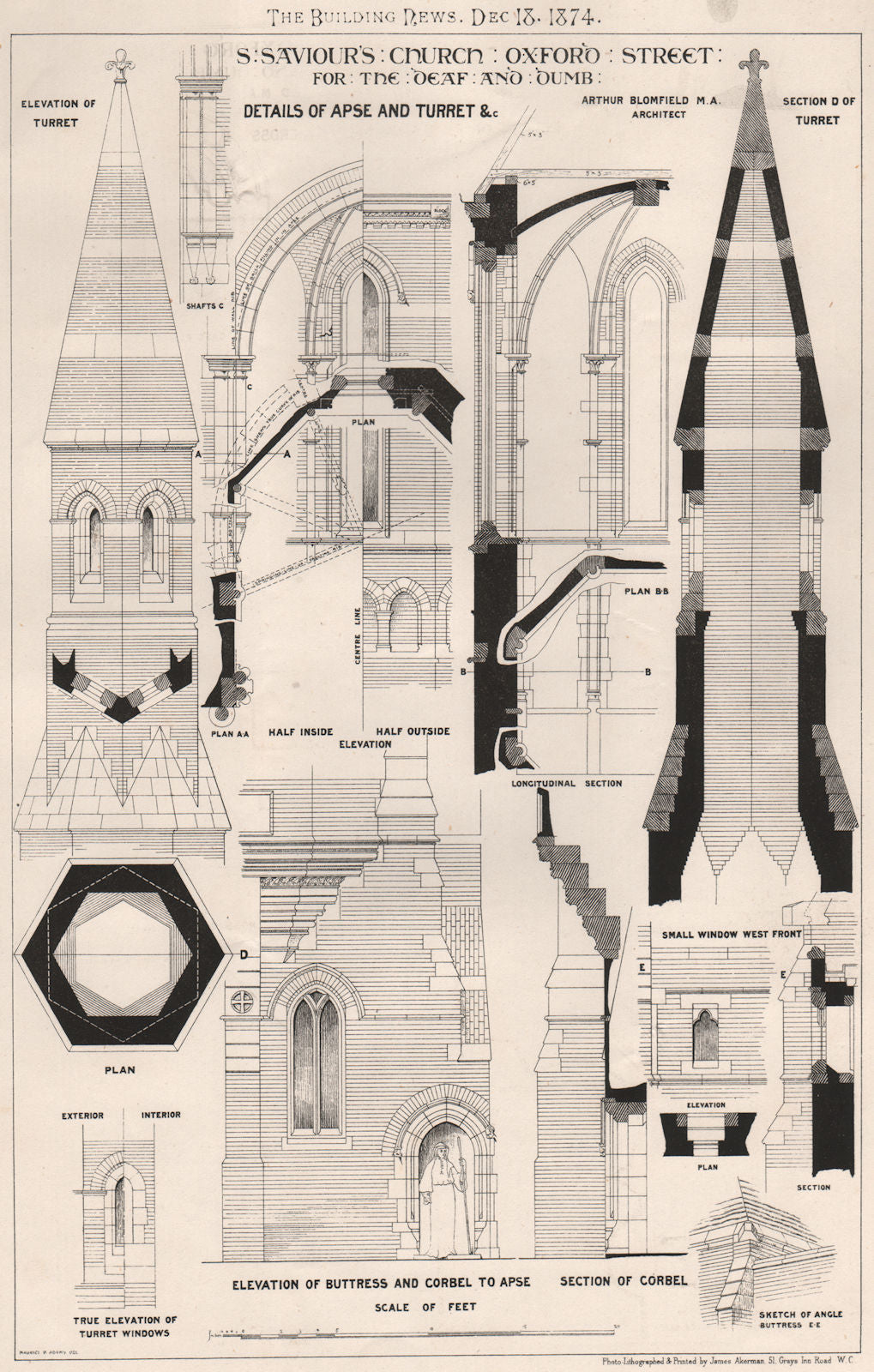 St. Saviour's Church, Oxford Street, for the Deaf & Dumb; Arthur Blomfield 1874
